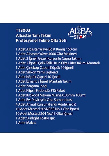 Albastar Tam Takım Profesyonel Tekne Olta Seti Tts003 150 CM-Standart