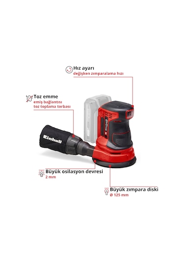 Einhell TE-RS 18 Li-Solo Akülü Eksantrik Zımpara - 4462010