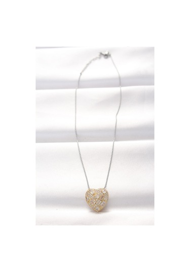 316l Çelik Çift Renk Zirkon Taşlı Kalp Kolye - Prt3500eb01276-6340 Çok Renkli