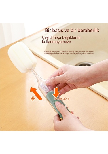 Cc Ggball M Of Wealth Beşi Bir Arada Çok Fonksiyonlu, Çıkarılabilir Uzun Saplı Sünger Temizleme Fırçası, Şişe Fırçası, Termos Bardak Aralık Temizleme Fırçası