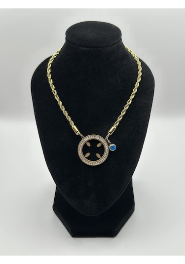 Arnes Jewelry Çelik Çeyrek Altın Takılabilen Kolye Ar157nes Gold
