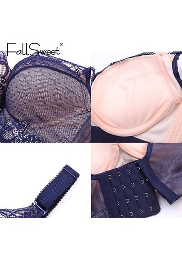 Siyah Fallsweet Eklemek İki Fincan Sütyen Balenli Push Up Yastıklı Sütyen Kadınlar İçin Dantel Artı Boyutu Sütyen Siyah