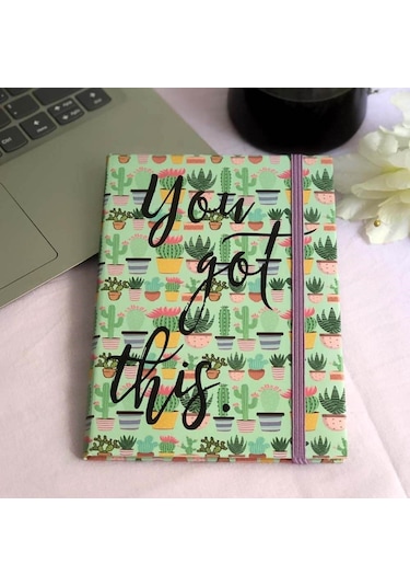 Kaktüs You G Ot This Tasarımlı Lastikli Çizgisiz Defter Çok Renkli