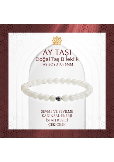 Saff Doğaltaş Ay Taşı 6 MM Doğal Taş Bileklik Çok Renkli