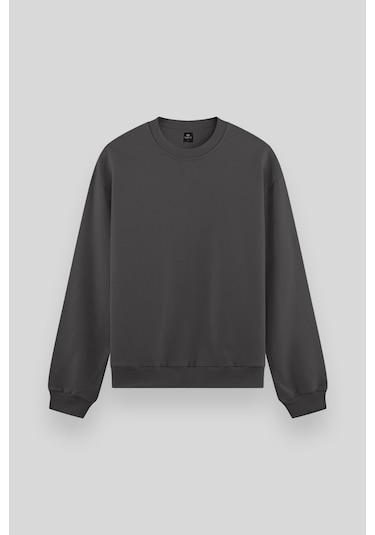 Standart Fit Basic O Yaka 2li Paket Koyu Gri-taş Erkek Sweatshirt - 88053 Gri Antrasit