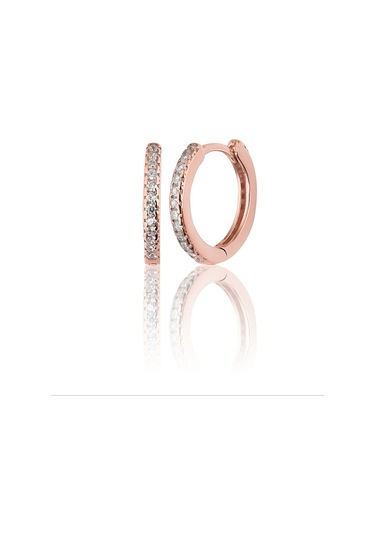 Zanaatsilver 925 Ayar Gümüş Rose Kaplama Halka Küpe 14  MM