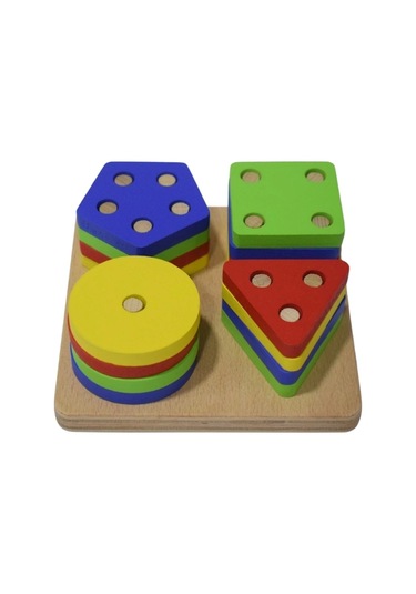 Eğitici Ahşap Kare Geometrik Zeka Oyunu 17 Parça Kokusuz, Sağlıklı, Boyası Çıkmaz