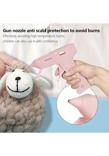 Honeybeeshop Beyaz Pembe 20ler Hizli Isitma Kablosuz Sarj Sicak Tutkal Tabancasi Pembe Lityum Pil Led Usb C Dekorasyon El Sanatlari Dıy