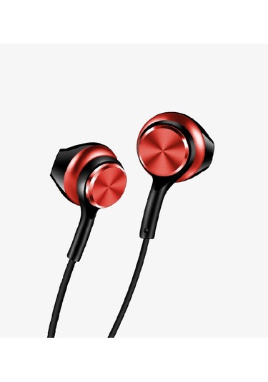Linktech Ekstra Bass Kablolu Kulaklık , Linktech H75 Kırmızı Type-c Mikrofonlu Metal Kablolu Kulaklı Universal