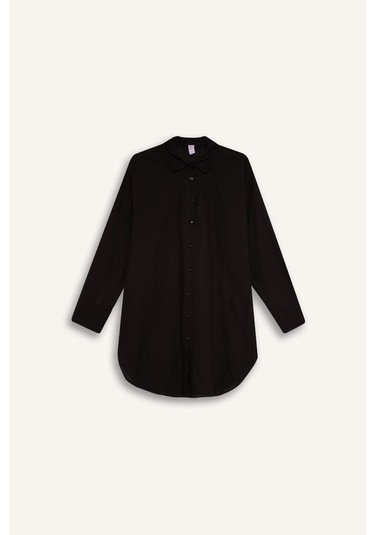 DeFacto Regular Fit Pamuklu Plaj Gömleği-Fall in Love W8241AZ24SMBK27 Siyah DeFacto Regular Fit Pamuklu Plaj Gömleği-Fall in Love W8241AZ24SMBK27 Siyah