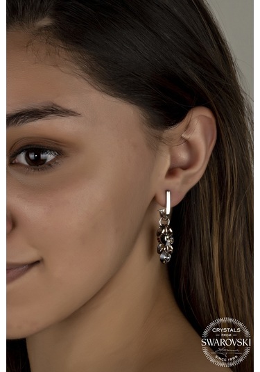 Union Swarovski Crystal Kadın Salkım Gümüş Küpe