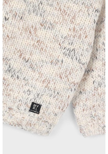 Erkek Çocuk Reglan Kollu Kırçıllı Triko Kazak - Bej Bej