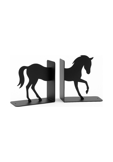 At Figürlü Metal Kitap Tutucu 2 Li Set Dekoratif Masa Üstü Kitaplık Aksesuarı