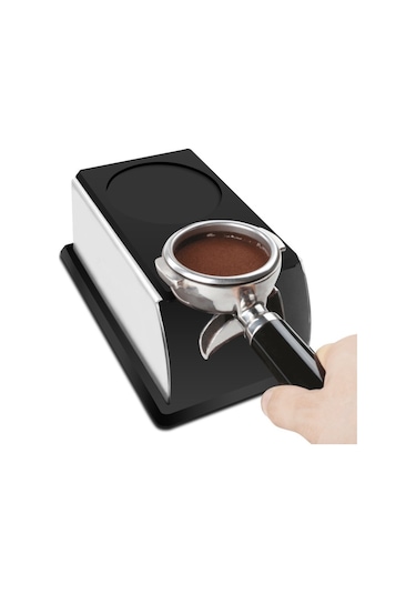Paslanmaz Çelik Espresso Kahve Sabotaj Standı Çekiç Pedi Siyah