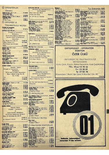 İzmir 1982-1983 Meslek Reklam İlanı Efemera S585