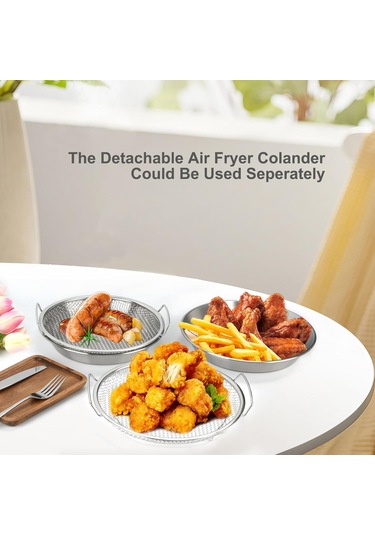 Ximistore9 20cm Paslanmaz Çelik Alev Fritöz Filtre Seti - Yağ Çıkarıcı Kafes Ve Fırın Tablası 2 Parça Gümüş