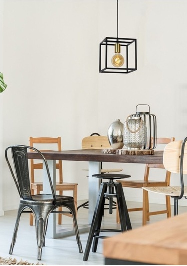 Riolight Modern12,vintage1 Siyah 25x25cm 1xe27 Duylu Küp Metal Sa Siyah