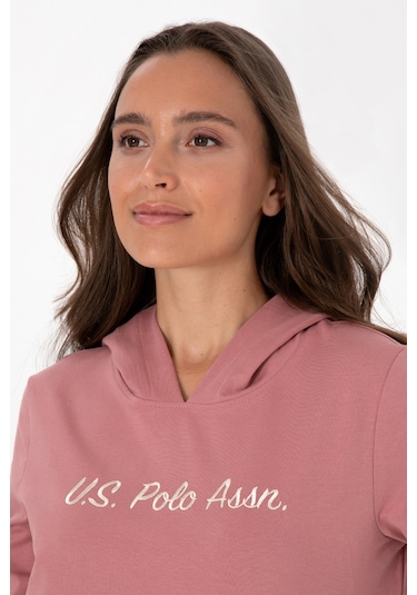 U.S. Polo Assn. Kadın Gül Kurusu Kapüşonlu Sweatshırt 50313559-VR221