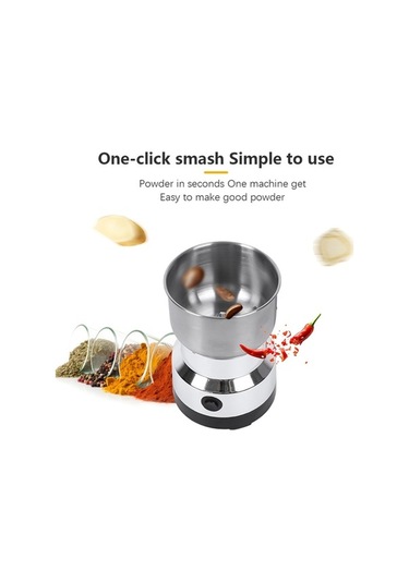 Bloomnest Mini Ev Tipi Paslanmaz Çelik Elektrikli Ot Öğütücü 150w Dört Kenarlı Bıçak Ultra İnce Kahve Değirmeni Gümüş