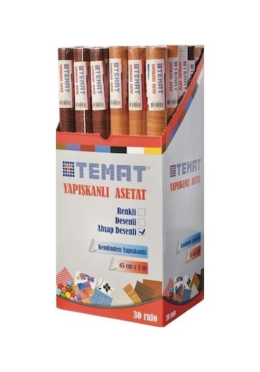 Temat Ahşap Desnli Yapışkanlı Asetat 45 Cm X 2 M