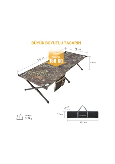 Kingcamp Pine Xl Katlanır Kampet Portatif Kamp Yatağı Camo Çok Renkli