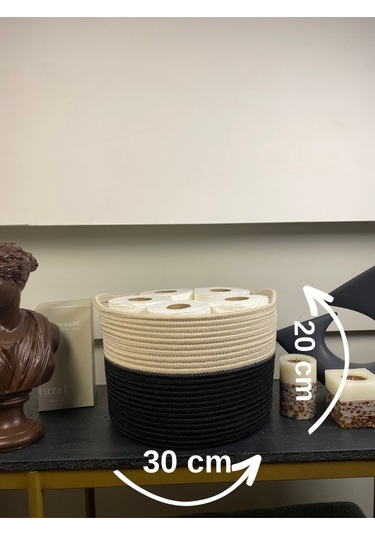 Jüt Tuvalet Kağıdı Düzenleyici, 30 X 20 Jüt Sepet, Çok Amaçlı Organizer Siyahkrem