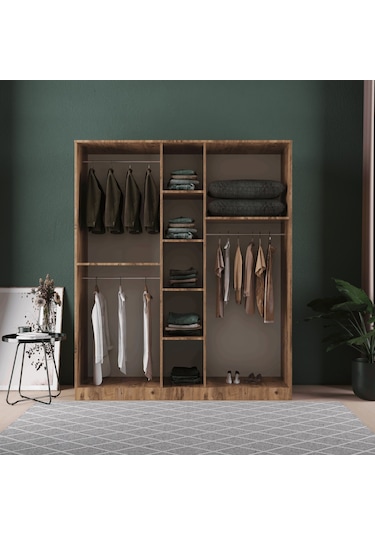 Pera 5 Kapaklı Eko Gardırop - Mdf Kapak Antrasit