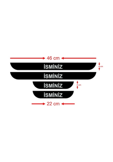 Kişiye İsime Özel Araç Kapı Eşiği 4 Lü Aksesuar