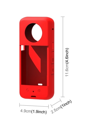 Teltree Insta360 X3 Panoramik Kameraya Uyumlu Kırmızı Silikon Koruyucu Kılıf + Lens Kapak