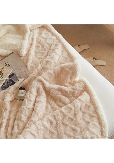 Agoodshop Kalın Kış Battaniye - Şekerleme Ve Taff Pazen Desenli Battaniye - Düz Renk 36 Derece Üstü