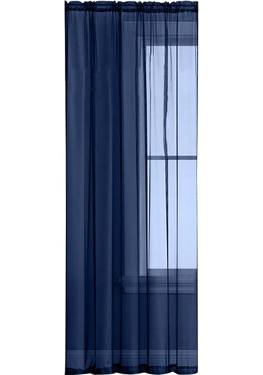 1 Adet Düz Renk Şeffaf Tül Pencere Perdesi Drapesi Oturma Odası Balkon Veranda Dekoru Arı Koyu Mavi