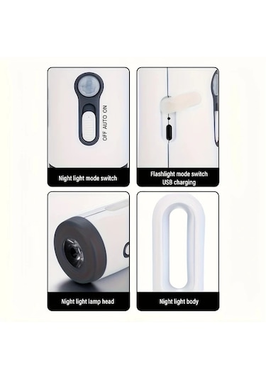 Cordial 2 Adet Vücut Sensörlü Akıllı Işık Usb Şarj Edilebilir El Feneri Hareket Sensörlü İç Dış Mekan Gece Lambası Yatak Odası Okuma Aydınlatması