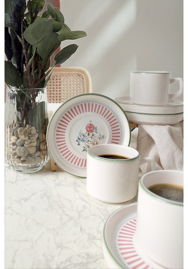 Keramika Rose Line Stackable Çay Takımı 12 Parça 6 Kişilik 22910