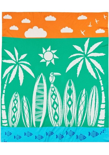 Organik Triko Bebek Örtüsü, Beach 80x90 , Yeşil