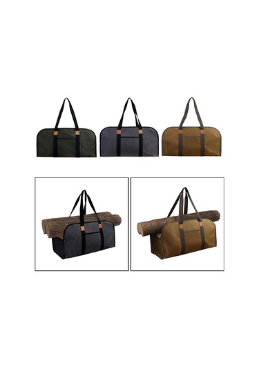 Yakacak Odun Kütük Taşıyıcı Tuval Torbası Taşıyıcı Kapalı Şömine Yakacak Odun Kılıfları Renk: Koyu Yeşil