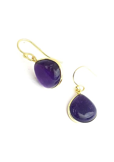 Mor Ametist Taşlı 925Ayar Gümüş Üzerine Altın Kaplama Tasarım Küp