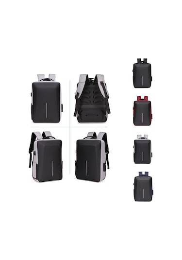 Sert Kabuk Hırsızlık Önleyicili Laptop Sırt Çantası Siyah