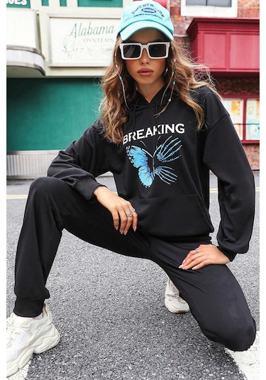 Breaking Baskılı Eşofman Takımı Siyah