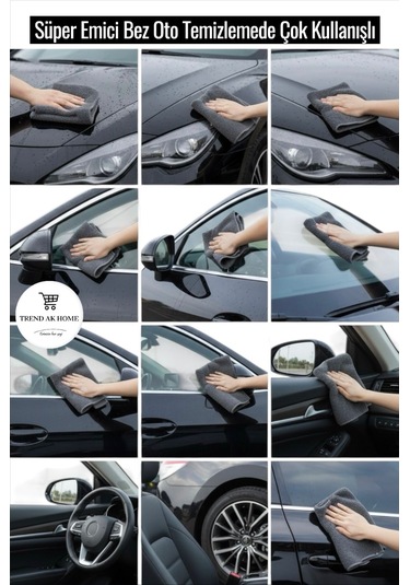 Mikrofiber Tank Bezi Süper Emici Bez 52x65 Cm Antrasit