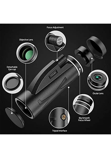 Monoküler Teleskop 80x100 Yüksek Güçlü Hd Monoküler, Kuş Gözlemi, Seyahat, Yürüyüş, Kamp İçin Akıllı Telefon Tutucu Tripod Monoküler İle