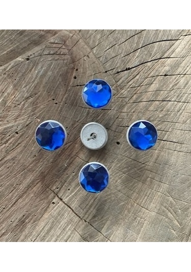 Mavi Renk Taşlı Kabara Raptiye Mavi Koltuk Çivisi 16mm 10adet