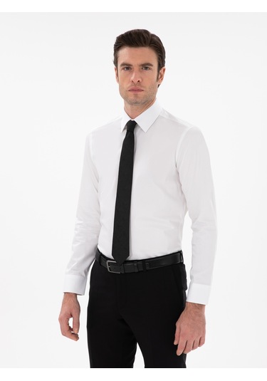 Cacharel Beyaz Slim Fit Pamuklu Klasik Gömlek