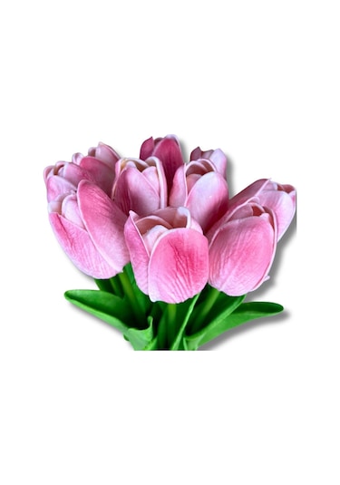 Cihan Çiçekçilik Yapay 8 Li Islak Lale Buketi 33 Cm Pembe Pembe