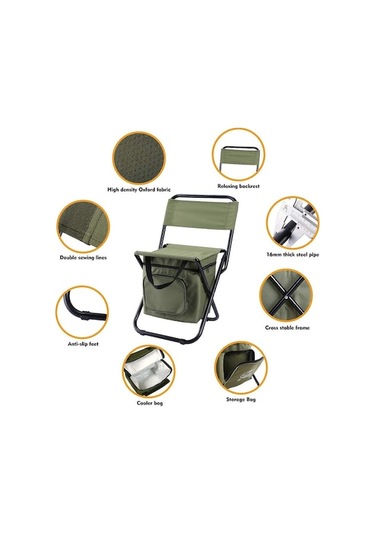 Bloomnest Yeşil Katlanabilir Açık Hava Sandalyesi, Balıkçılık/kamp İçin Kompakt Sandalye Yeşil