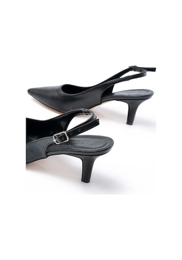 St-1152 Siyah Günlük 7 Cm Topuklu Kadın Ayakkabı Siyah