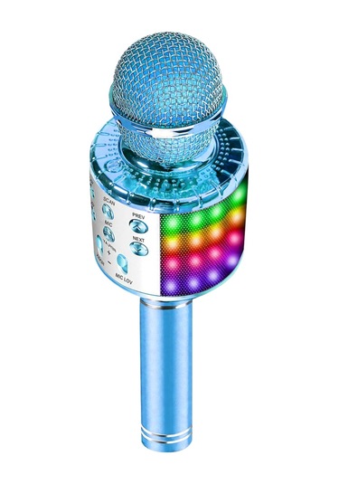 Ranyeek Mavi Led Işıklı Kablosuz Mikrofon - Bluetooth Hoparlörlü Ev Ktv, Telefon İle Karaoke, Canlı Yayın, Ses Kaydı Ve Gürültü Azaltma Teknolojisi
