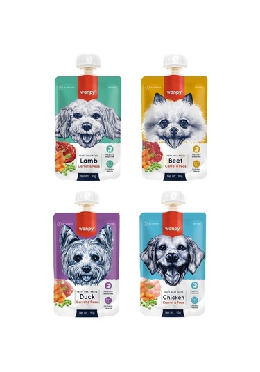 Wanpy 4 Çeşit Karma Taze Köpek Et Ezmesi 4 x 90 G