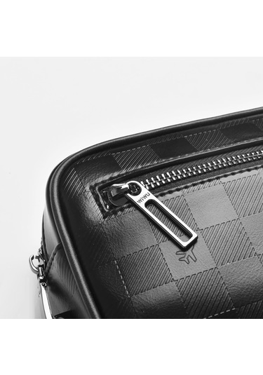 Wiwu Phantom Serisi Numerik Kilitli Yandan Fermuarlı Taşınabilir Mobil Aksesuar Çantası Siyah Siyah