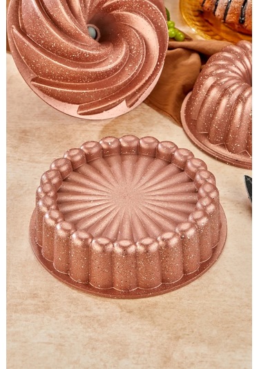 Doremcy 3lü Granit Döküm Kek Ve Tart Kalıbı 26cm Rosegold Dilimli Turta Kalıbı Kek Kalıbı Siyah