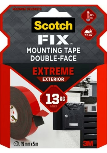 3m Scotch-fix Extreme Dış Mekan Montaj Bandı, Max 13 Kg 19mm X 5m